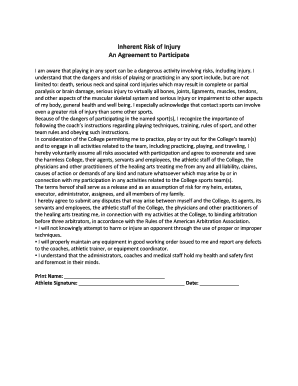 Inherent Risk of Injury Agreement
