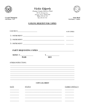 Texas E-Filing Request for Copies