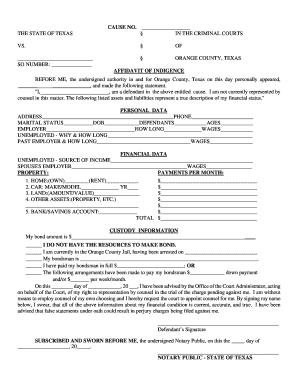 Affidavit of Indigence Texas
