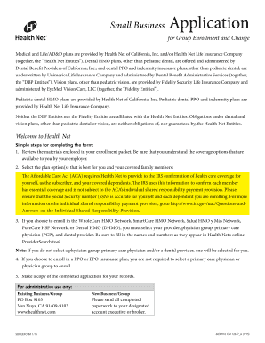 Health Net Small Business Group Enrollment Form