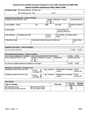 Group Accident Insurance Enrollment Form