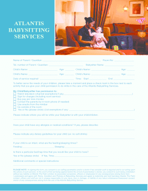 Atlantis Babysitting Services Agreement