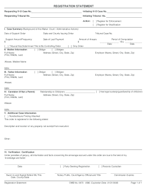 Registration Statement for Child Support Enforcement