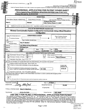 Provisional Patent Application Cover Sheet