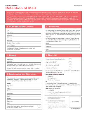 Jersey Post Retention of Mail Application