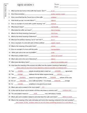 Latin Roots Quiz