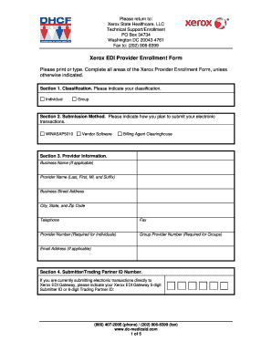 Xerox Provider Enrollment Form