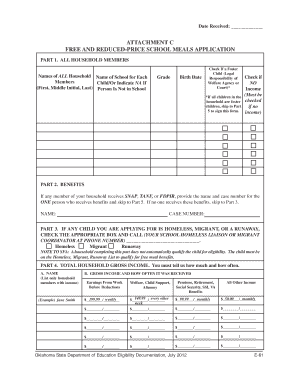 Free and Reduced-Price School Meals Application