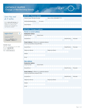 Catholic Super Membership Change Form