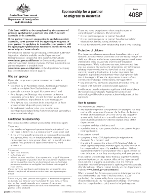 Australia Partner Visa Sponsorship Form 40SP