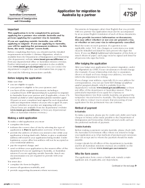 Australia Partner Visa Application Form 47SP