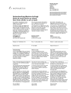 Novartis Direct Share Purchase Plan Sale Order