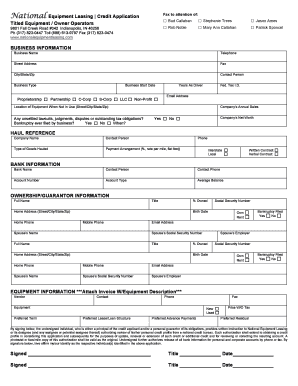 Equipment Leasing Credit Application
