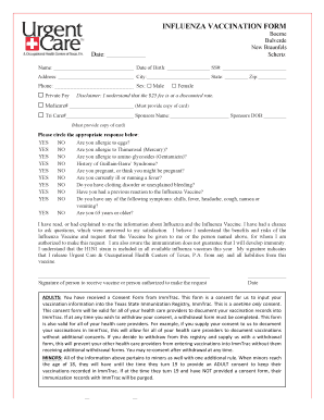 Influenza Vaccination Consent Form