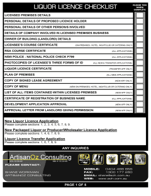 Liquor Licence Application Form
