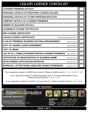 Liquor Licence Application Form