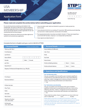 STEP USA Membership Application Form