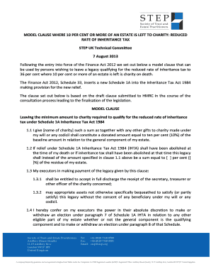 UK Inheritance Tax Reduced Rate Model Clause