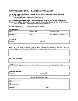 Work Request Form - Facilities Management