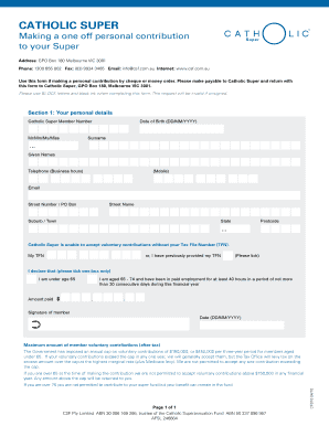Catholic Super Personal Contribution Form