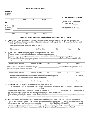 Texas Tenant Petition for Relief Under Section 92.0563