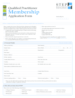 STEP Qualified Practitioner Membership Application Form