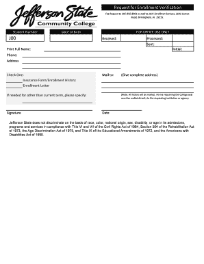 Enrollment Verification Request Form