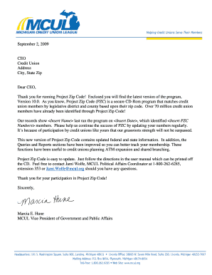 Project Zip Code Update Letter