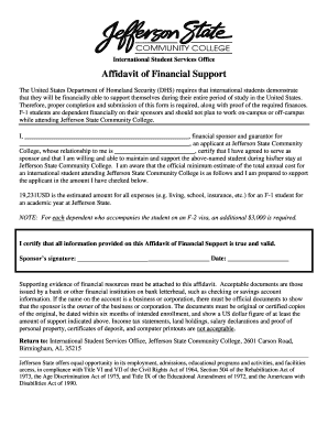 Affidavit of Financial Support for International Students