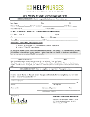 2015 Annual Interest Waiver Request Form