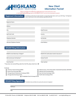 SEC EDGAR Filing Application Form