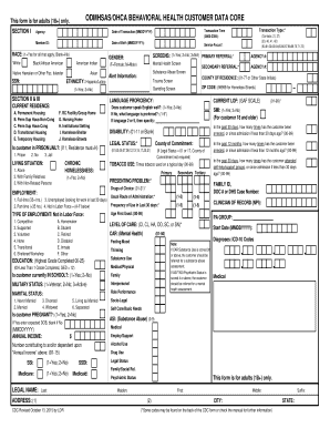 ODMHSAS Behavioral Health Customer Data Core Form