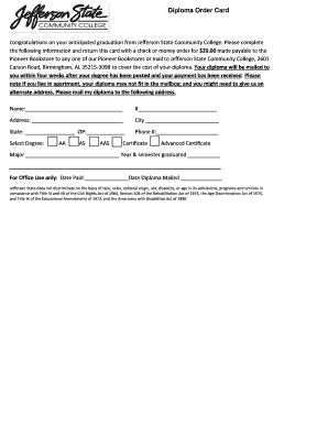 Diploma Order Card