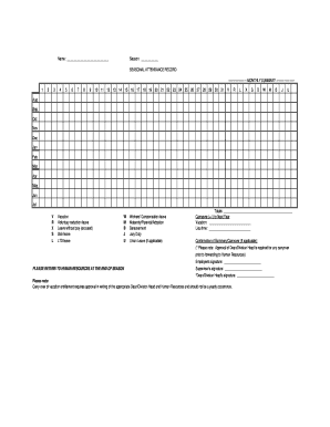 Seasonal Attendance Record Form