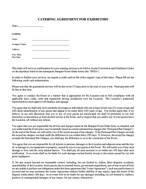 Catering Agreement for Exhibitors