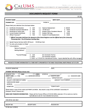 Student Documents Request Form