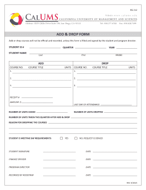 Add Drop Course Form