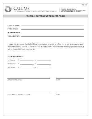 Tuition Deferment Request Form