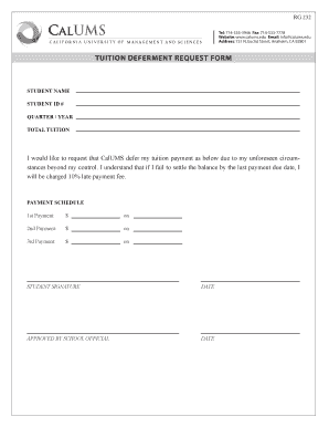 Tuition Deferment Request Form