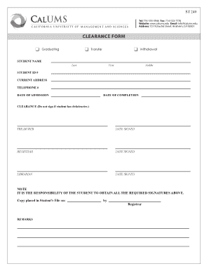 Student Clearance Form