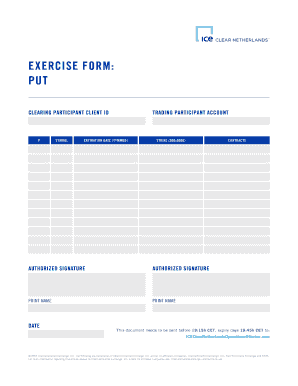 ICE Clearing Participant Exercise Form