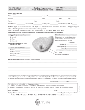 Radiant Impressions Work Authorization Form