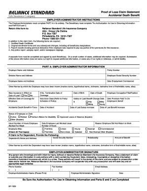 Accidental Death Benefit Claim Form