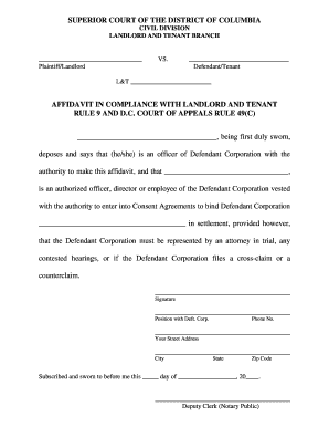 Landlord Tenant Affidavit