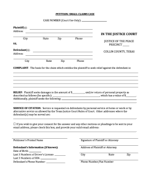 Small Claims Petition