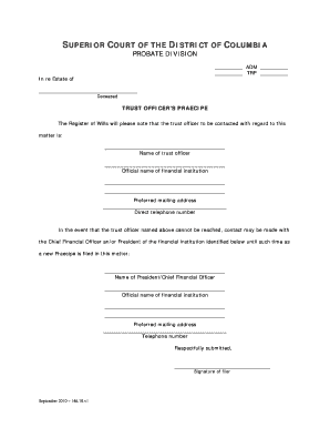 Coe example pdf - The Register of Wills will please note that the trust officer to be contacted with regard to this - dcappeals