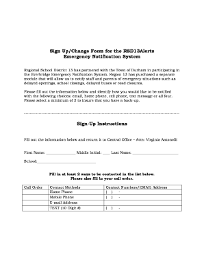 RSD13Alerts Emergency Notification Sign Up Form