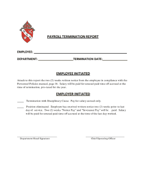 Payroll Termination Report