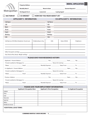 Rental Application Form