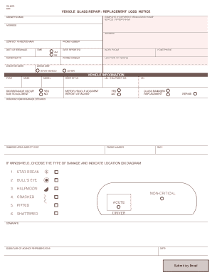 Vehicle Glass Repair Replacement Loss Notice